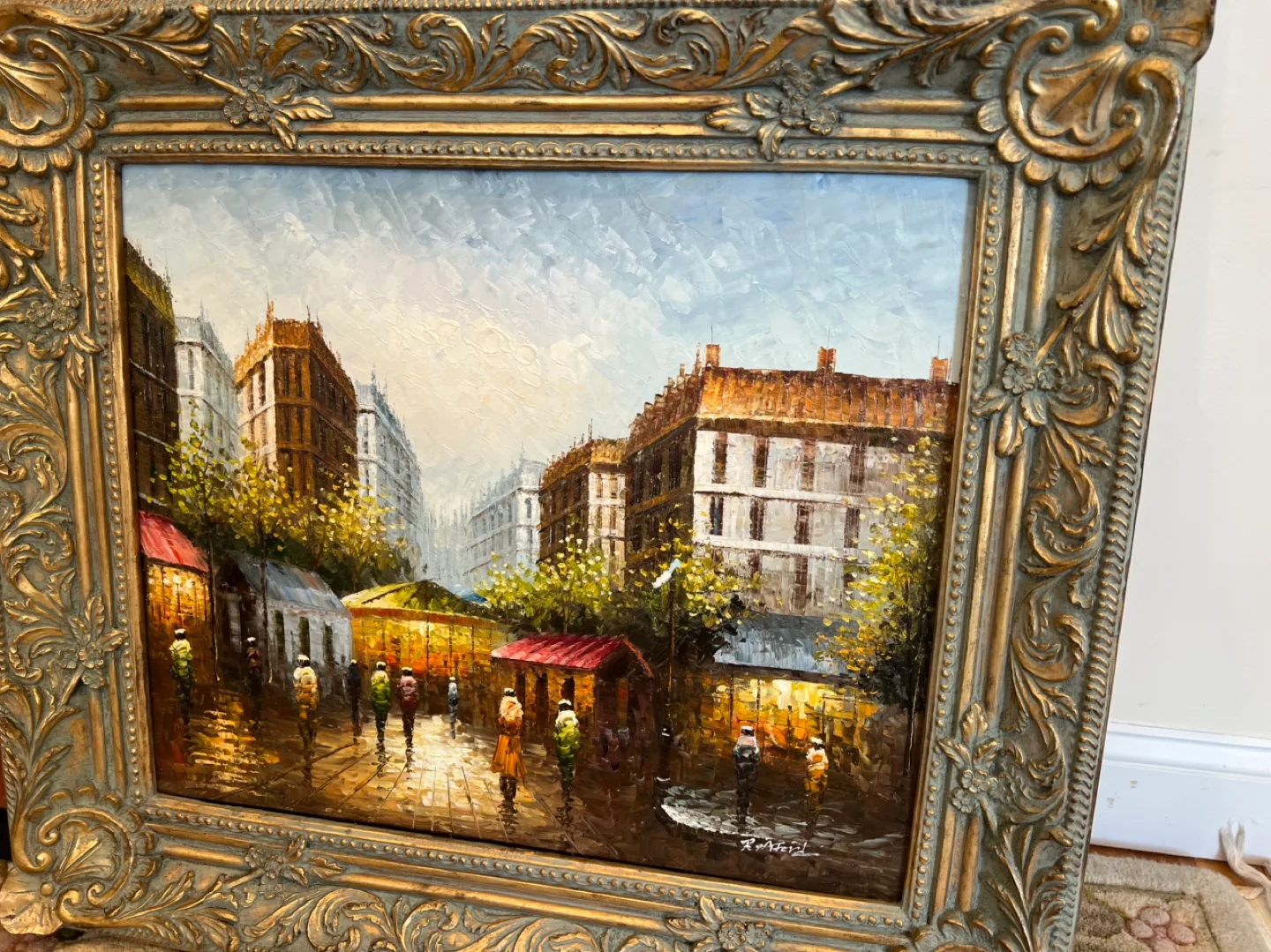 Ornate Framed Oil Painting &  of Reclining Leather Sofas image indicator(4)