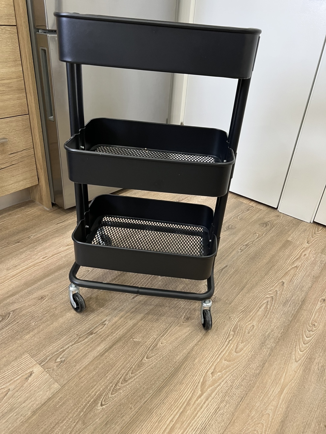 Black 3-Tier Rolling Cart
