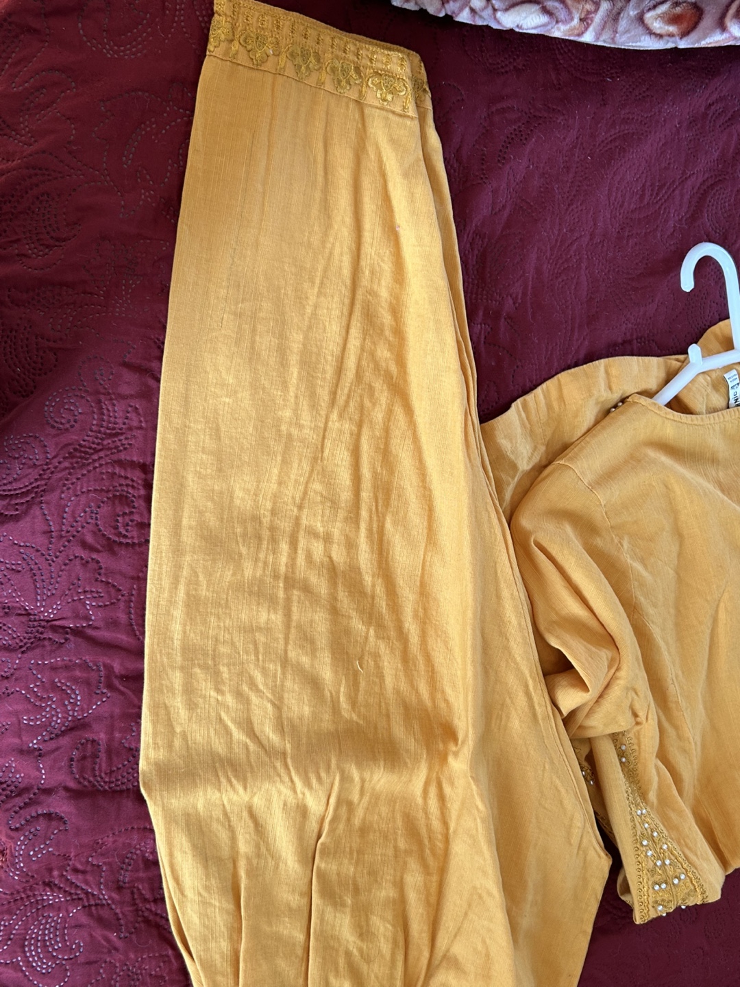Mustard Yellow Embroidered Kurti Set - photo 5