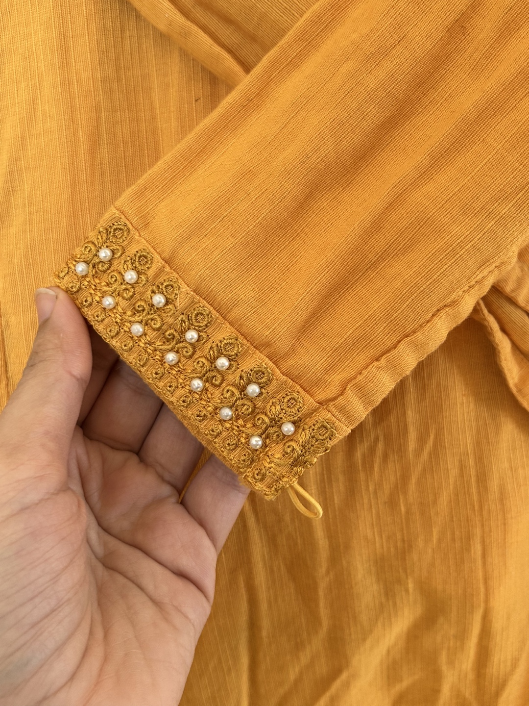 Mustard Yellow Embroidered Kurti Set - photo 2