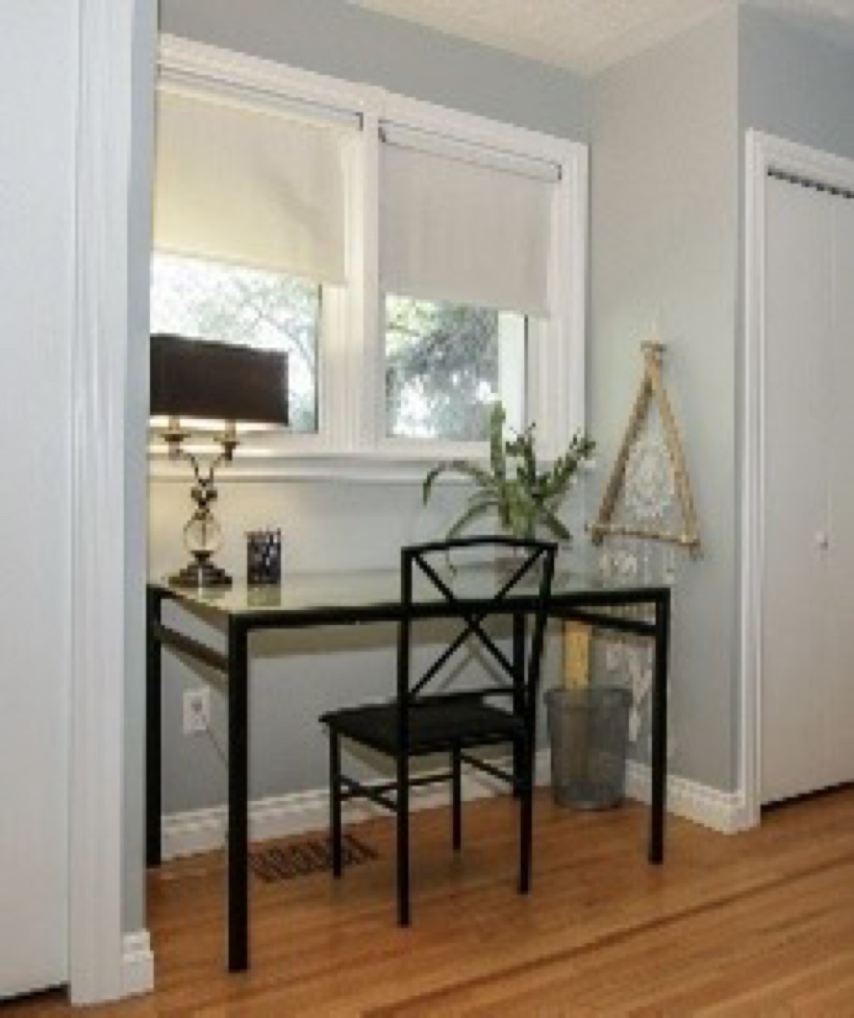 Glass Top Desk with Metal Frame