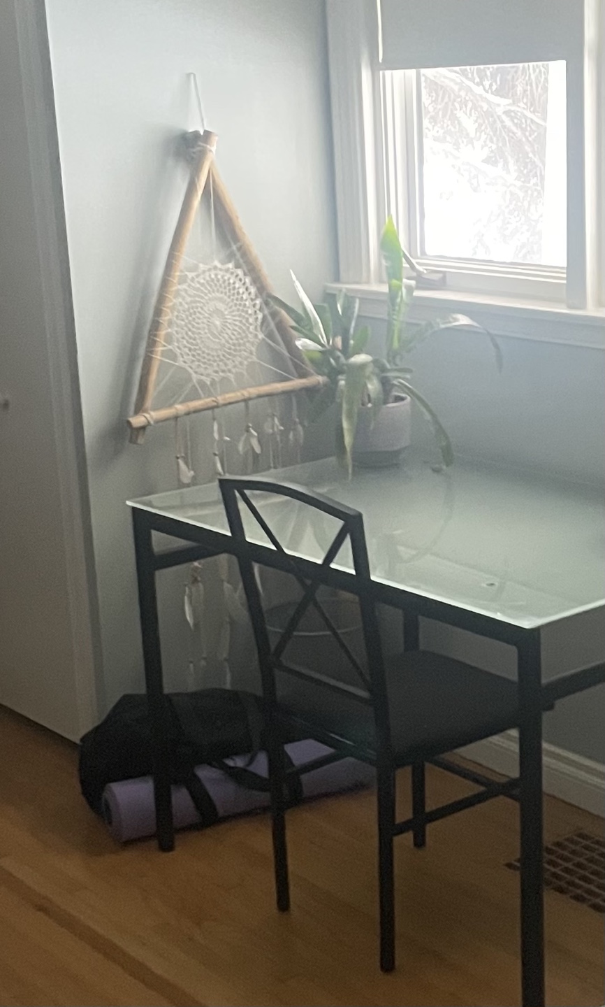 Glass Top Desk with Metal Frame - photo 2
