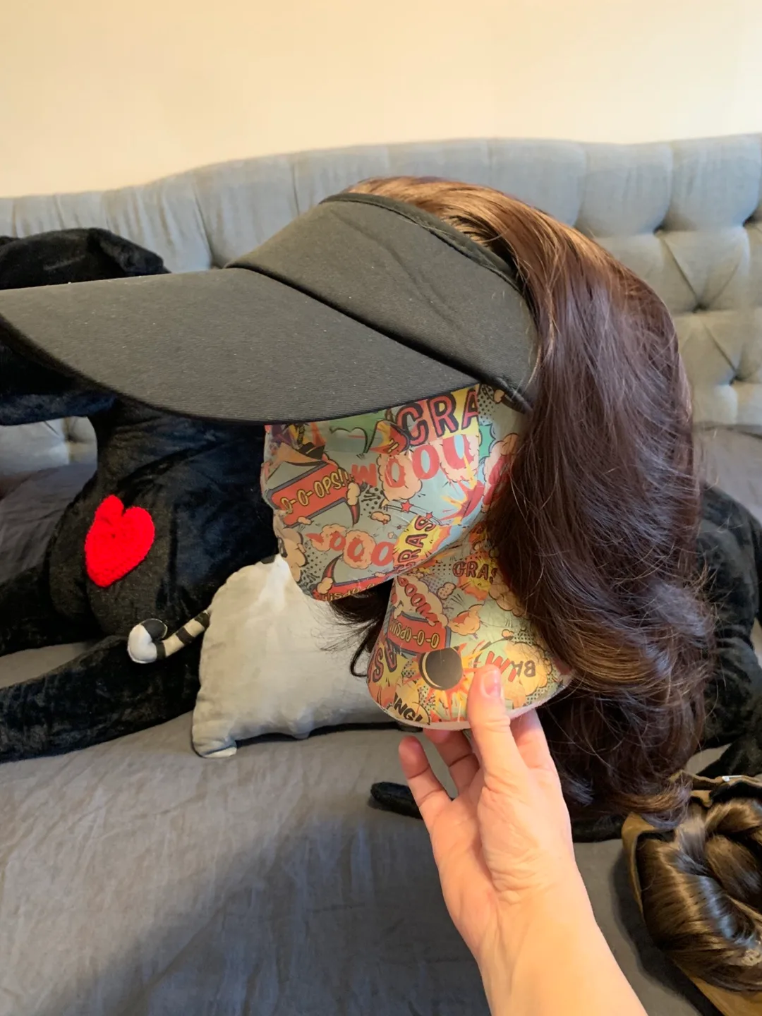 Brown Wavy Hair Topper with Baseball Cap image indicator(3)