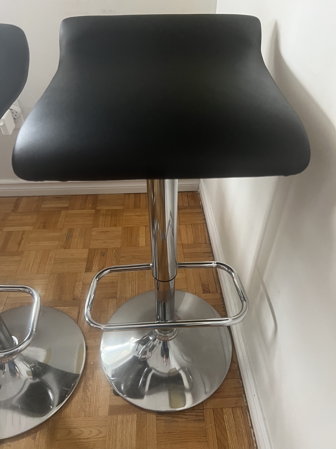 Pair of Black and Chrome Bar Stools - photo 3
