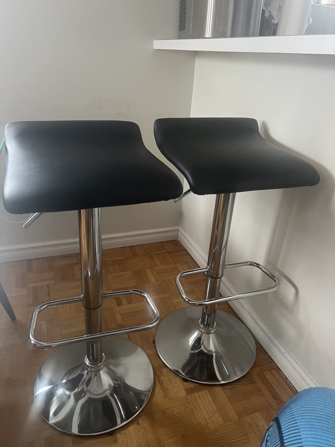 Pair of Black and Chrome Bar Stools