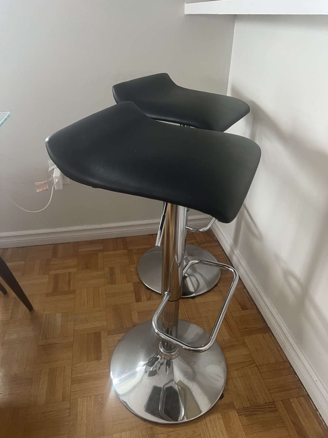Pair of Black and Chrome Bar Stools - photo 2
