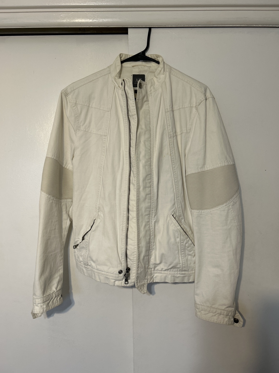 🧡A|X Armani Exchange Off-White Moto Jacket