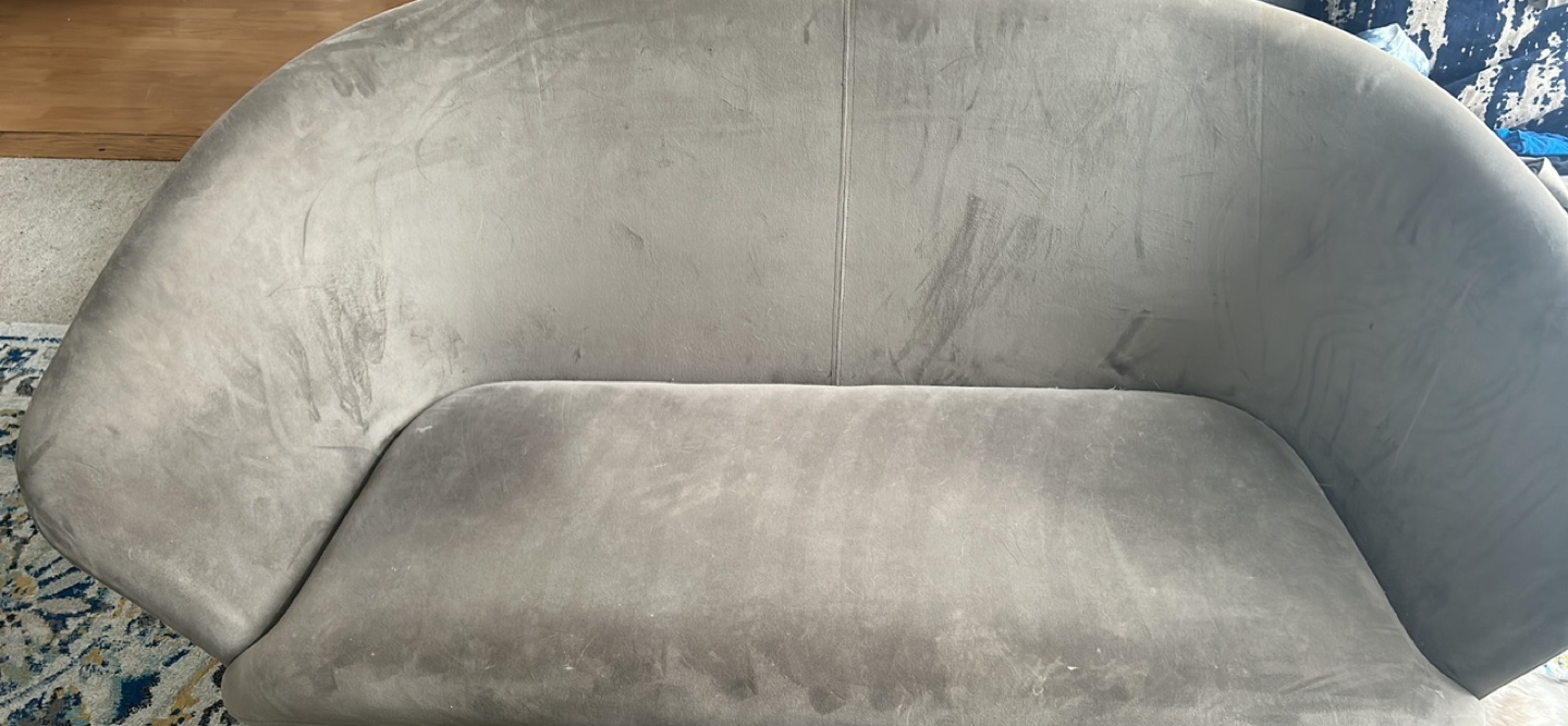 Grey Velvet Loveseat