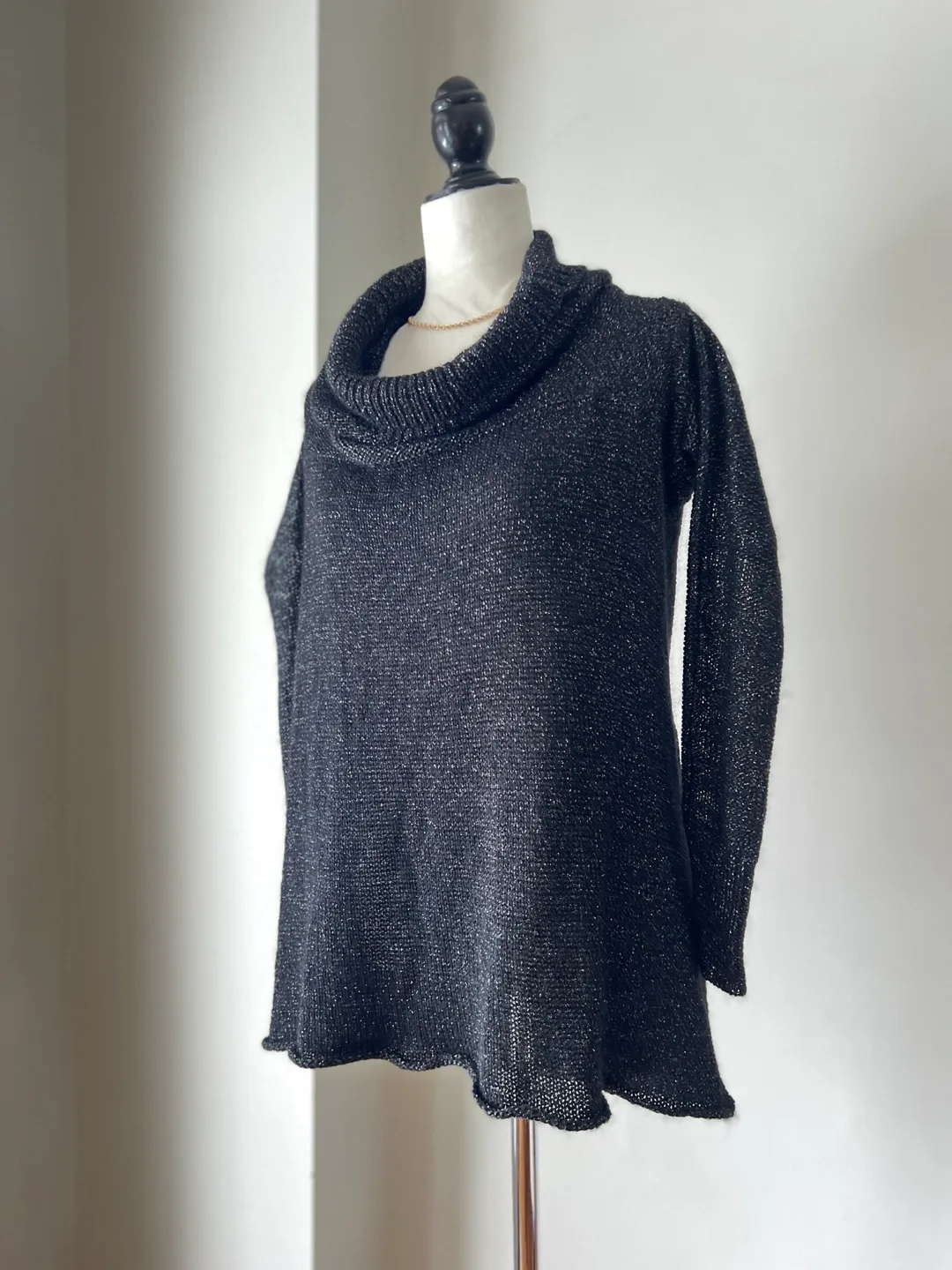 Designer Black sparkly cowl neck sweater image indicator(3)