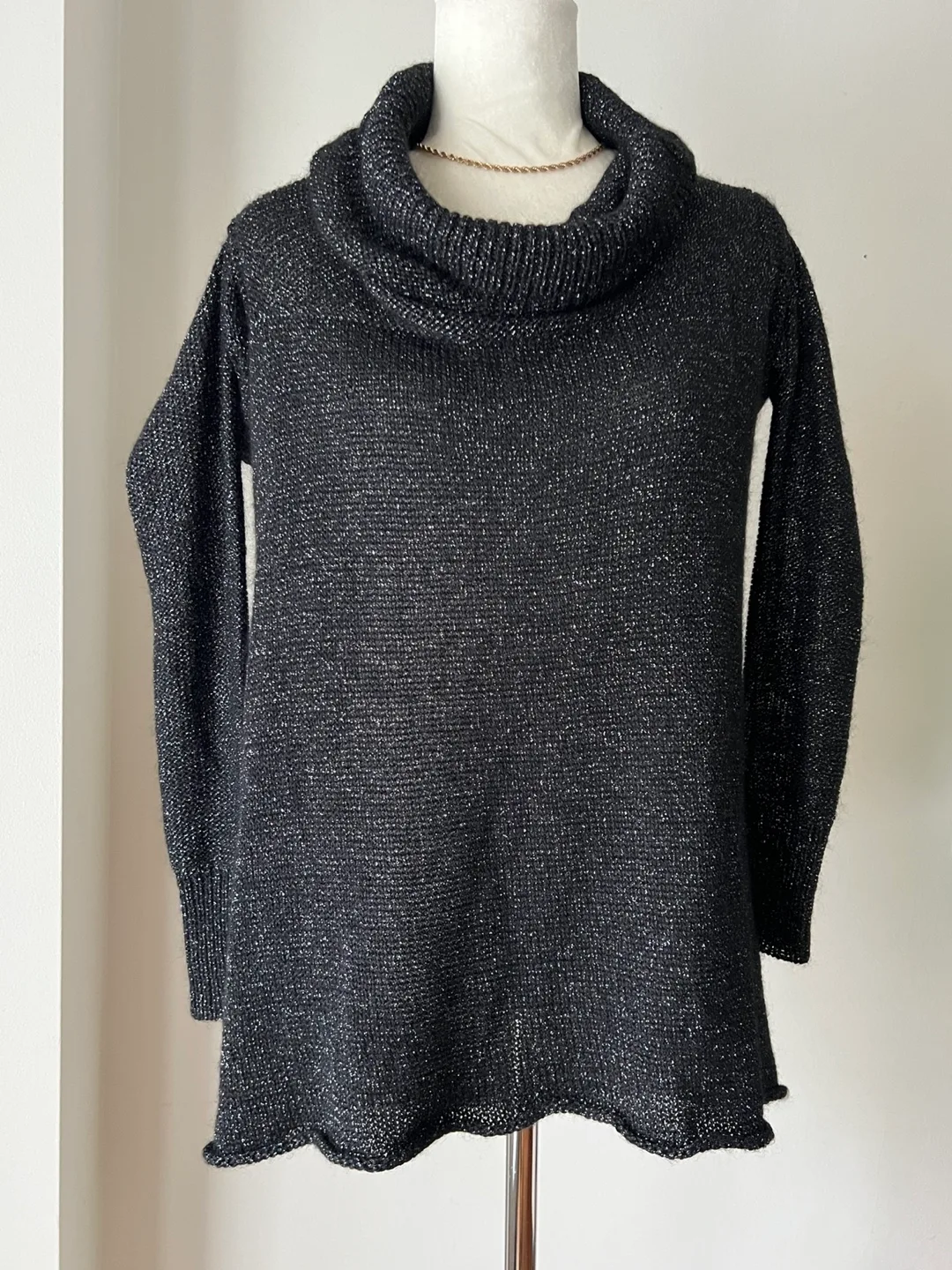 Designer Black sparkly cowl neck sweater image indicator(4)