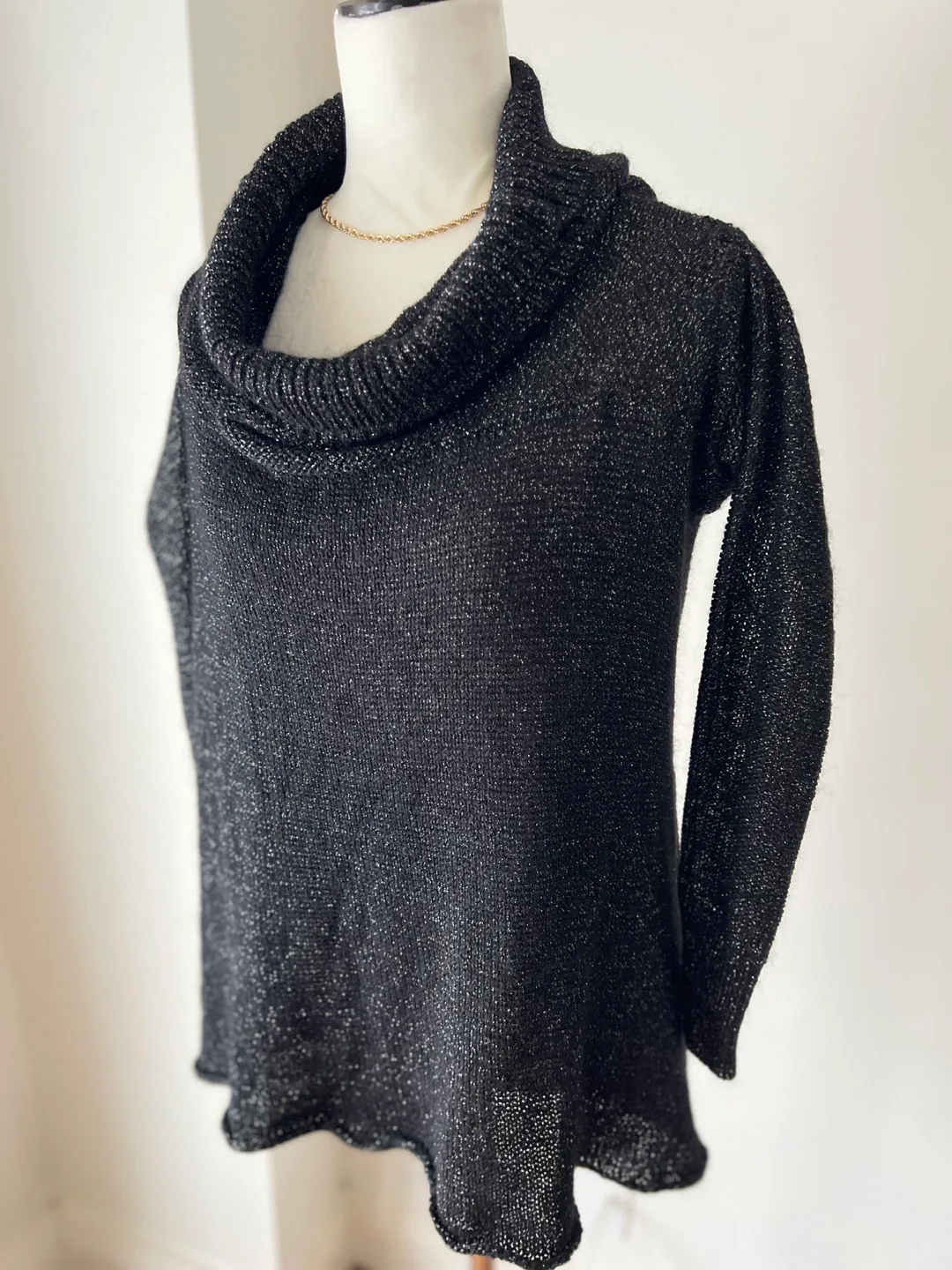 Designer Black sparkly cowl neck sweater image indicator(2)