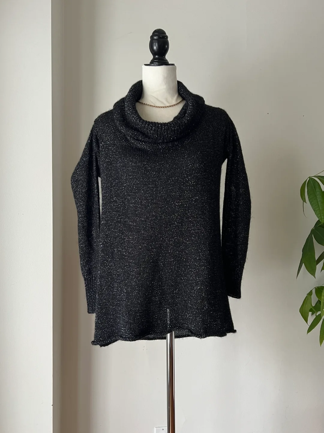 Designer Black sparkly cowl neck sweater image indicator(10)