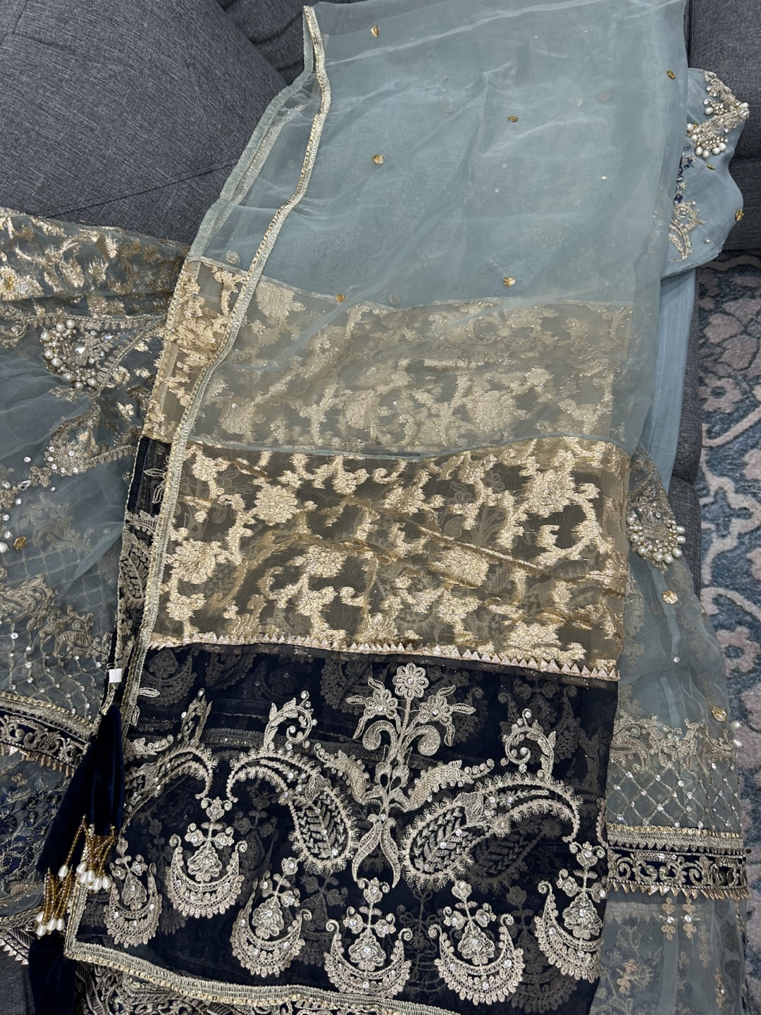 Gorgeous Light Blue Pakistani Farouk  trouser-with Dupatta - photo 3