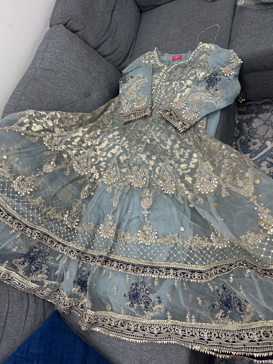 Gorgeous Light Blue Pakistani Farouk  trouser-with Dupatta - photo 4