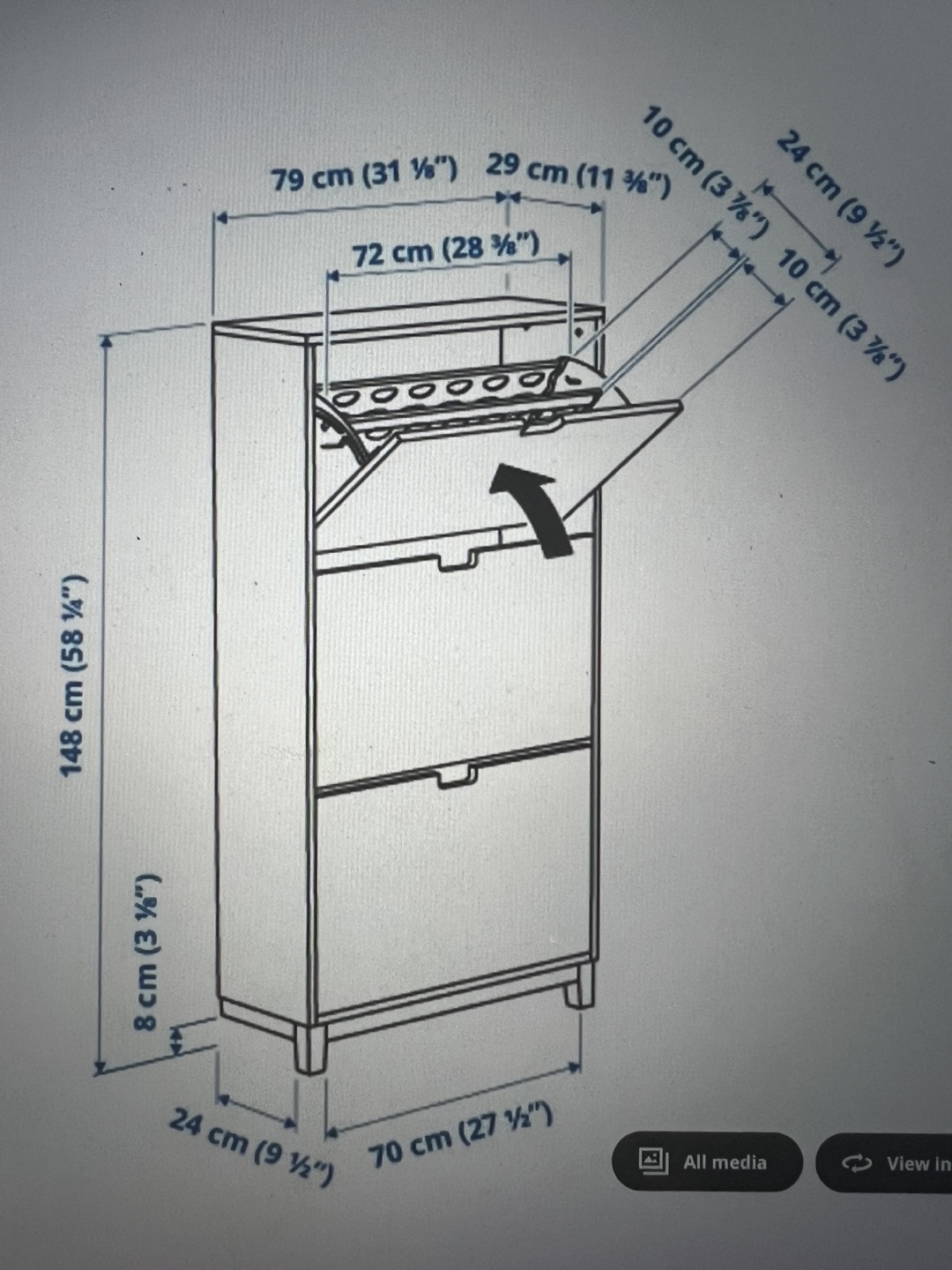 Black Shoe Cabinet with Three Compartments - photo 5