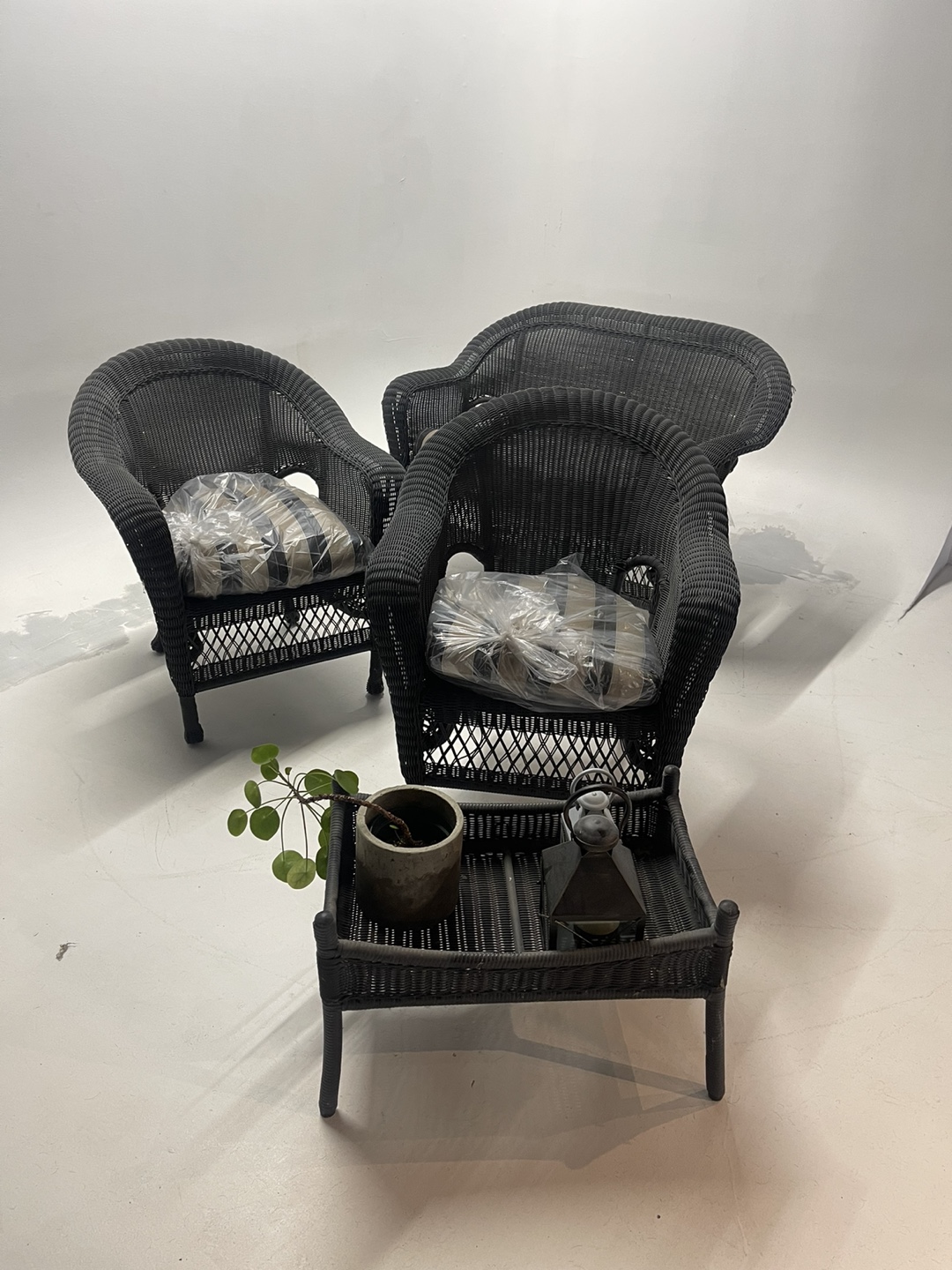 Black Wicker Patio Set - Loveseat and Two Chairs - photo 2