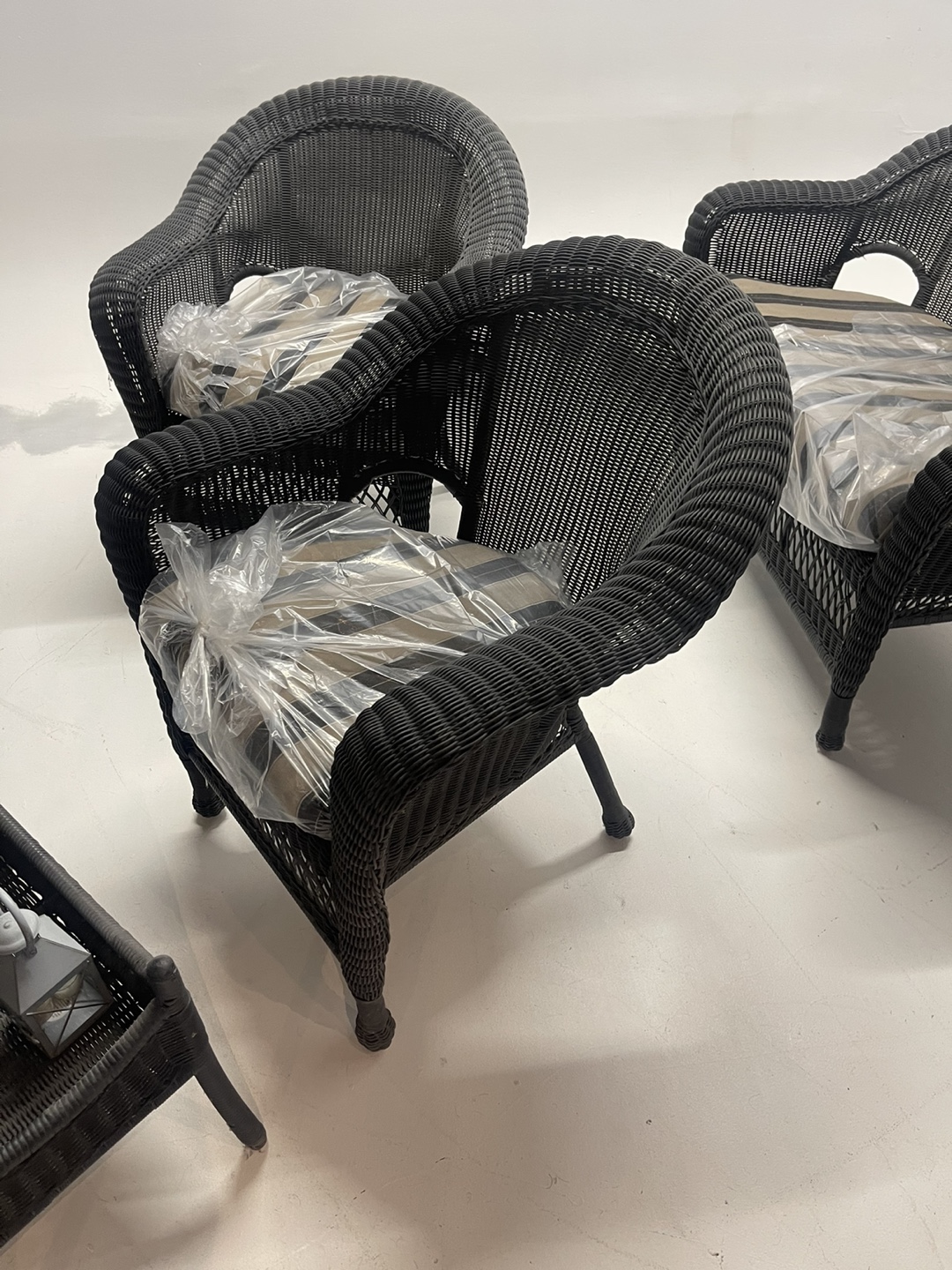 Black Wicker Patio Set - Loveseat and Two Chairs - photo 3