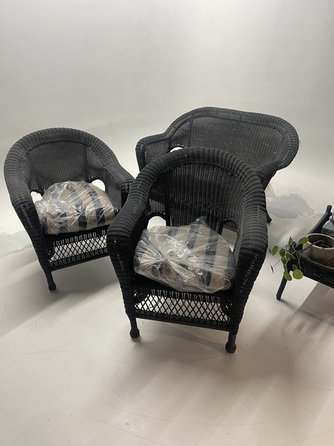 Black Wicker Patio Set - Loveseat and Two Chairs - photo 4