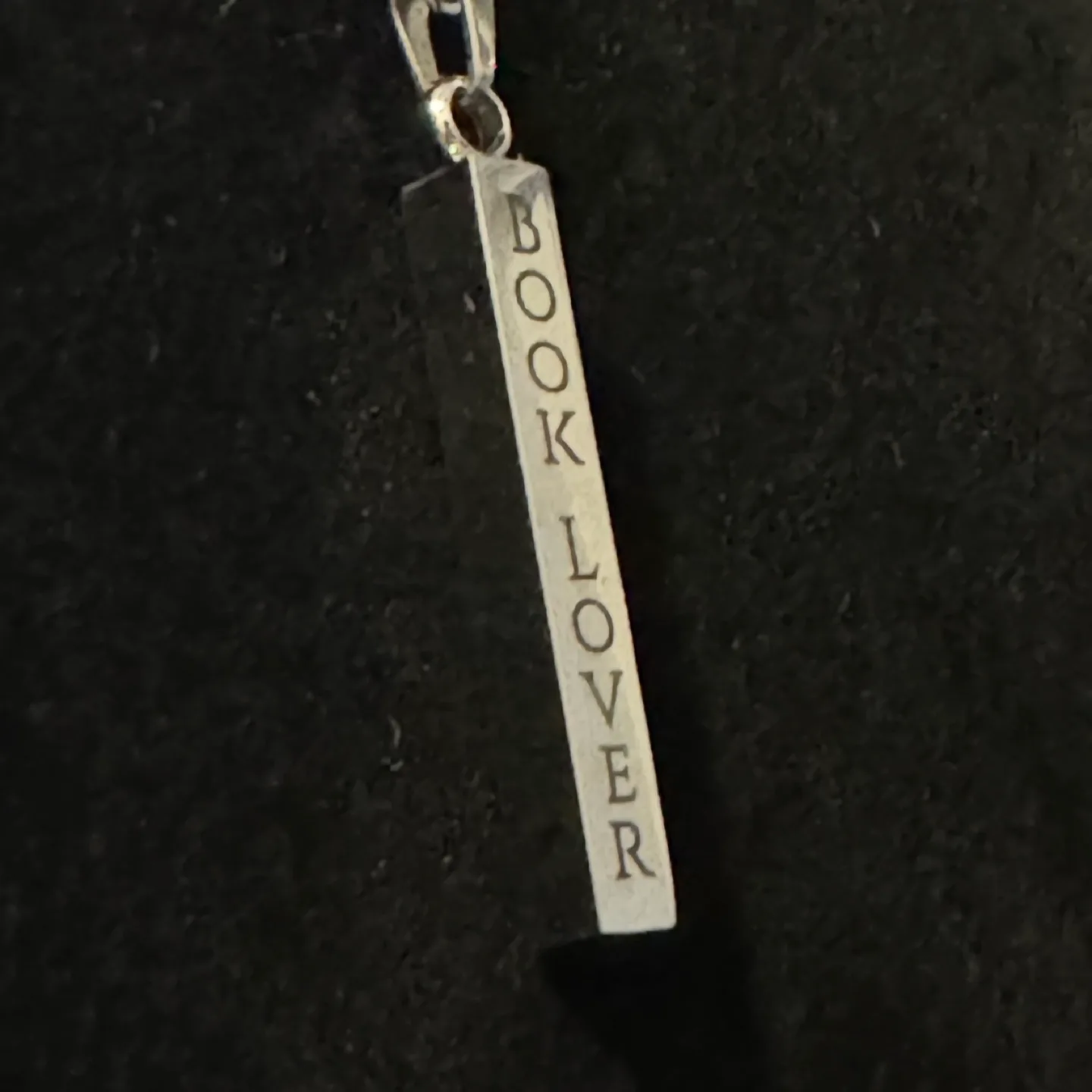 🧡 Book Lover Bar Pendant Silver Tone Necklace image indicator(5)