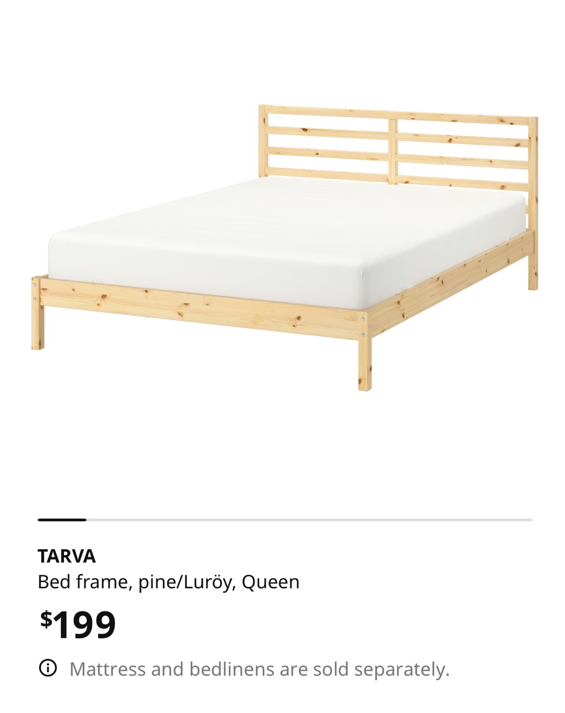 IKEA TARVA Queen Bed Frame - Pine