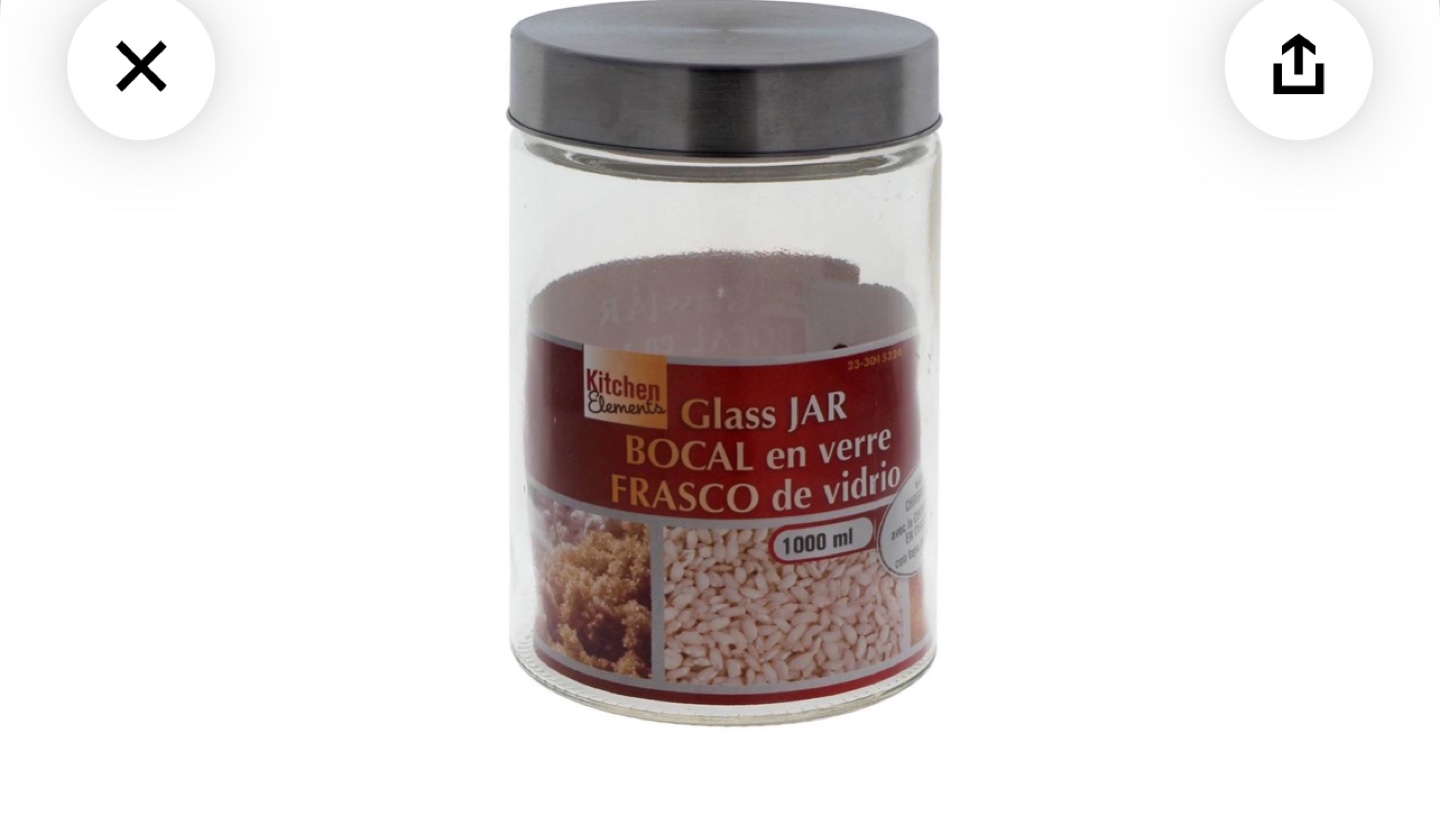 Kitchen Elements 1000ml Glass Jar with Metal Lid
