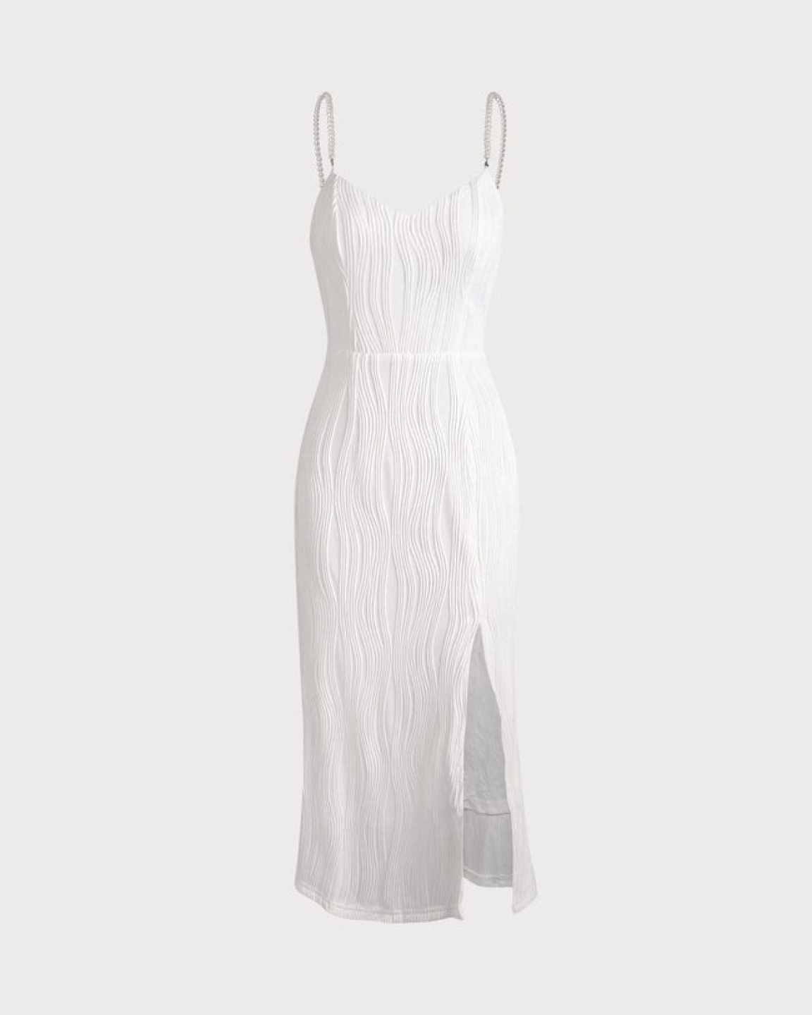 Rihoas Elegant White Midi Dress with Pearl Straps - photo 5