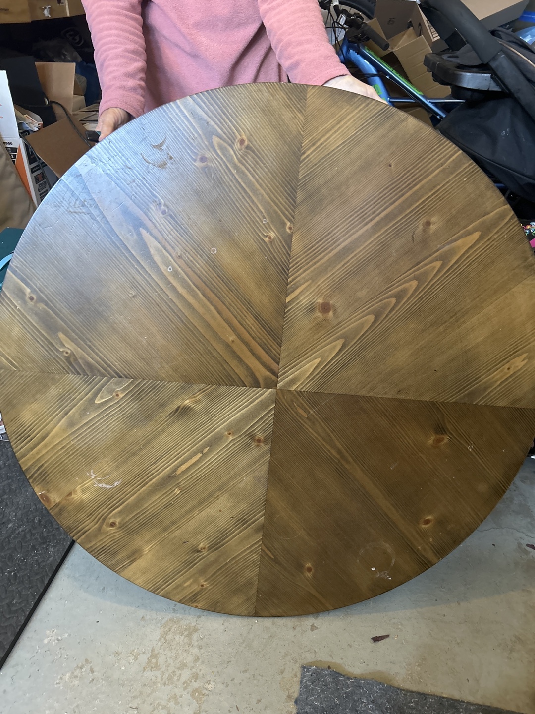 Round Wooden Coffee Table with Black Metal Legs - photo 3