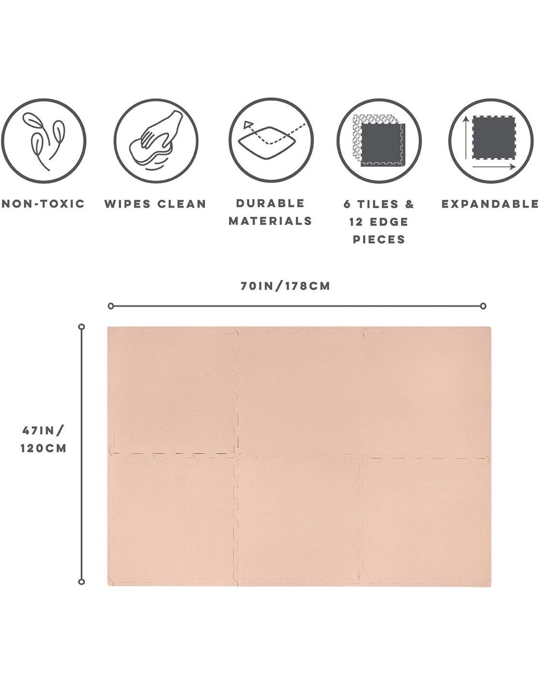 3 Sprouts Foam Puzzle Mat - Blush Pink - photo 5