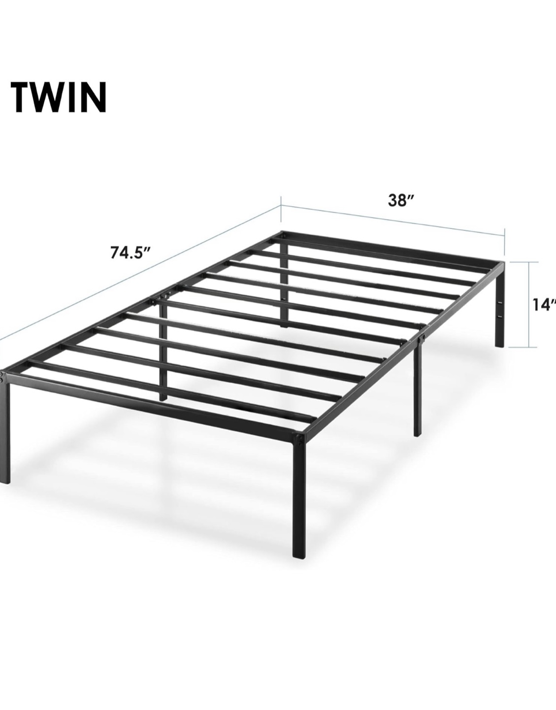 Twin Metal Bed Frame - Sturdy & Simple - photo 5