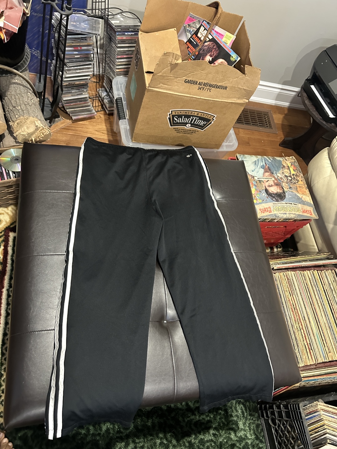 Adidas black track pants with white stripes - photo 2