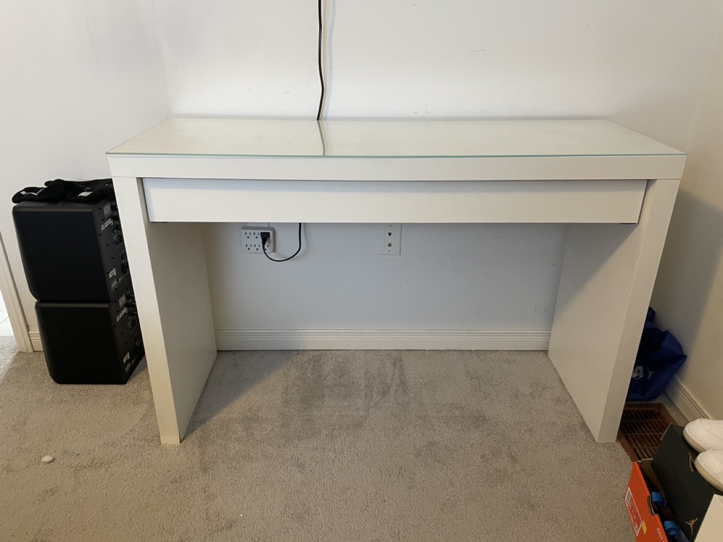 IKEA MALM White Dressing Table with Glass Top - photo 2
