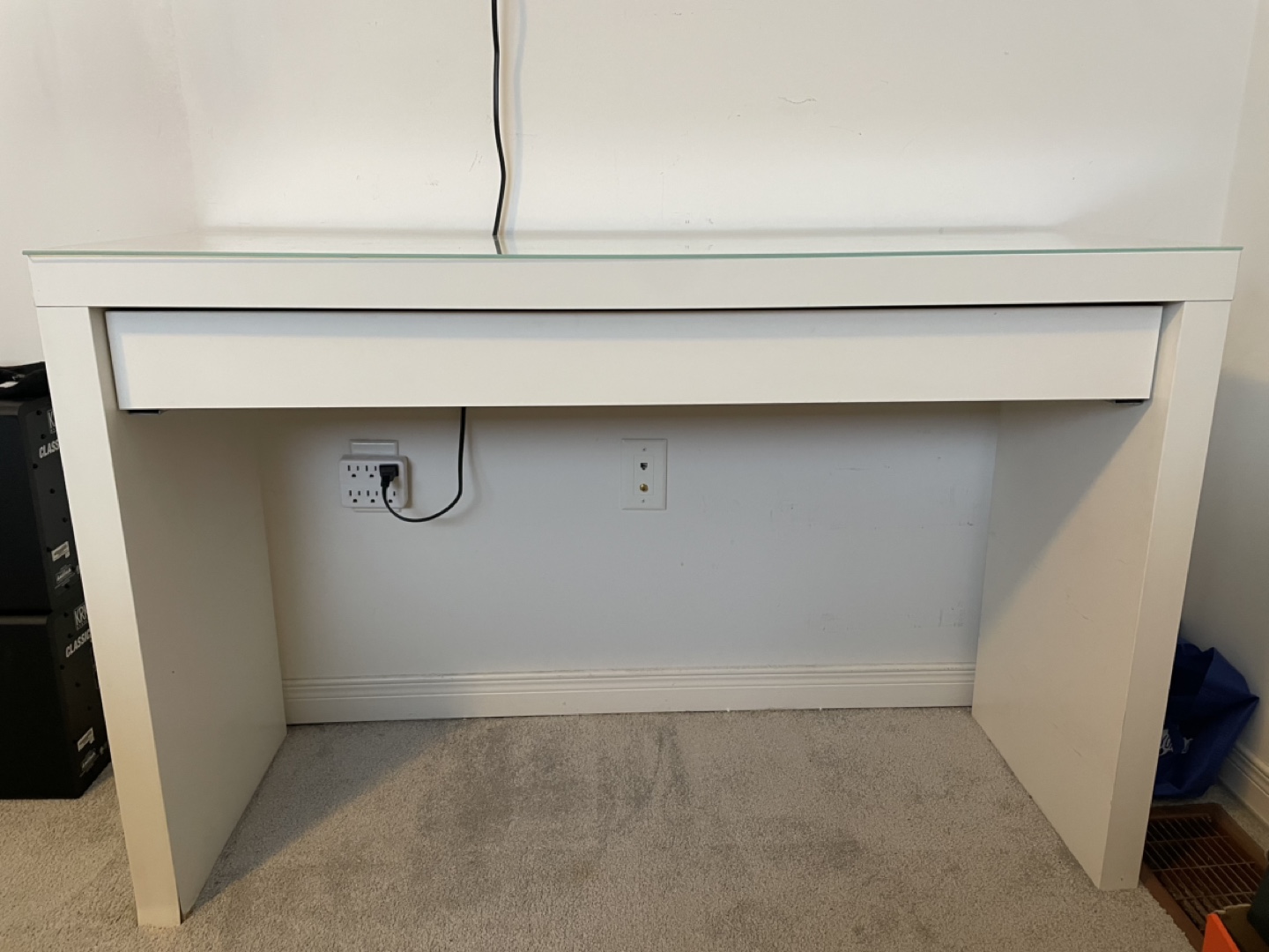 IKEA MALM White Dressing Table with Glass Top