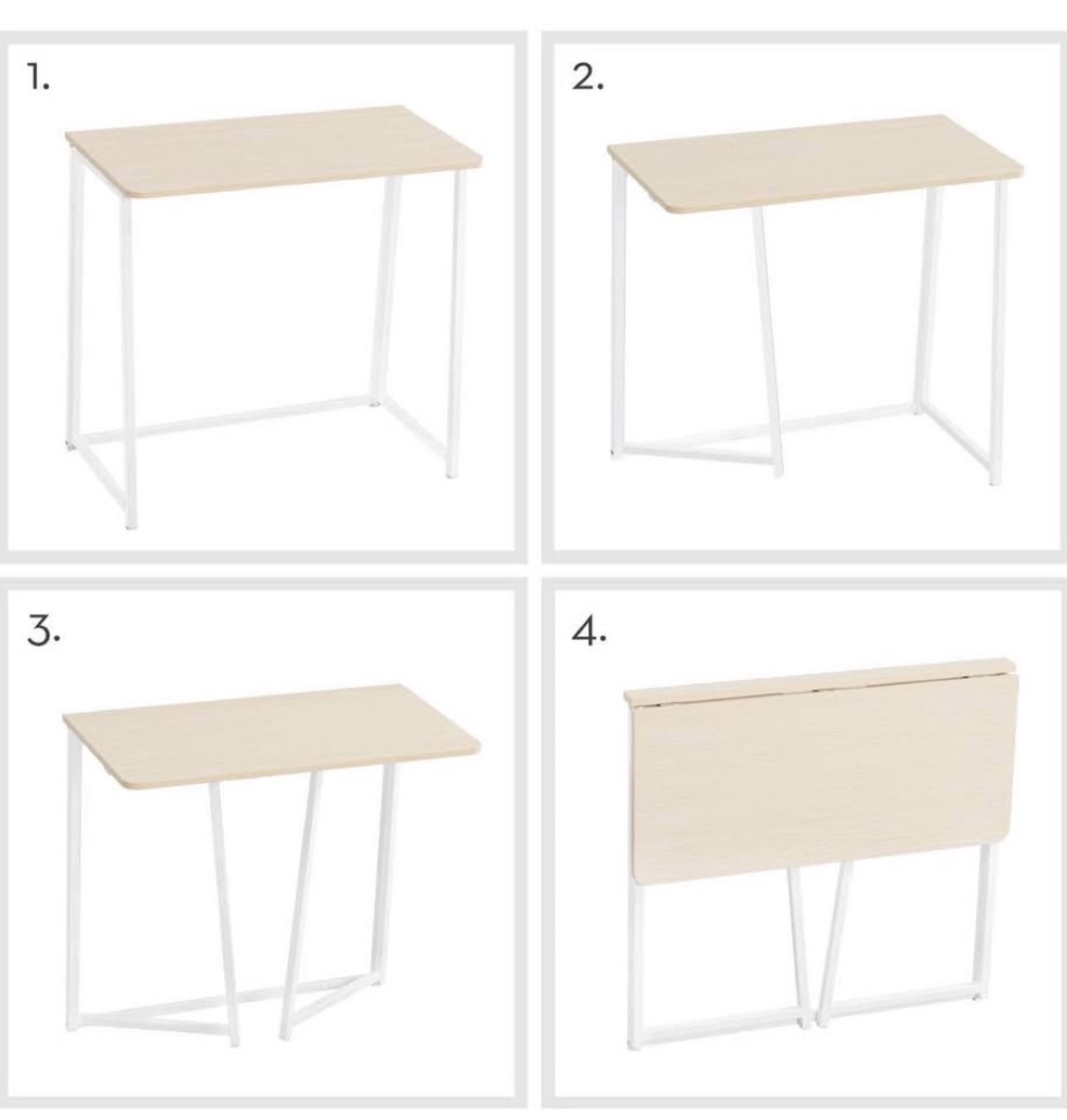 Foldable Computer Desk - White and Light Wood - photo 5