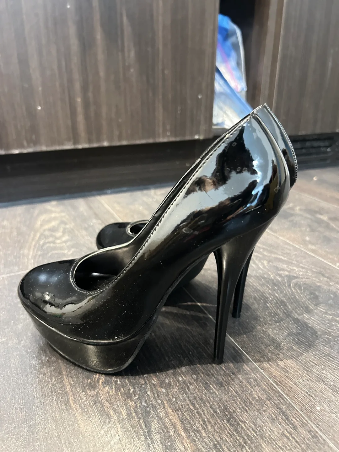 Predilections Black Patent Leather Platform Heels thumbnail