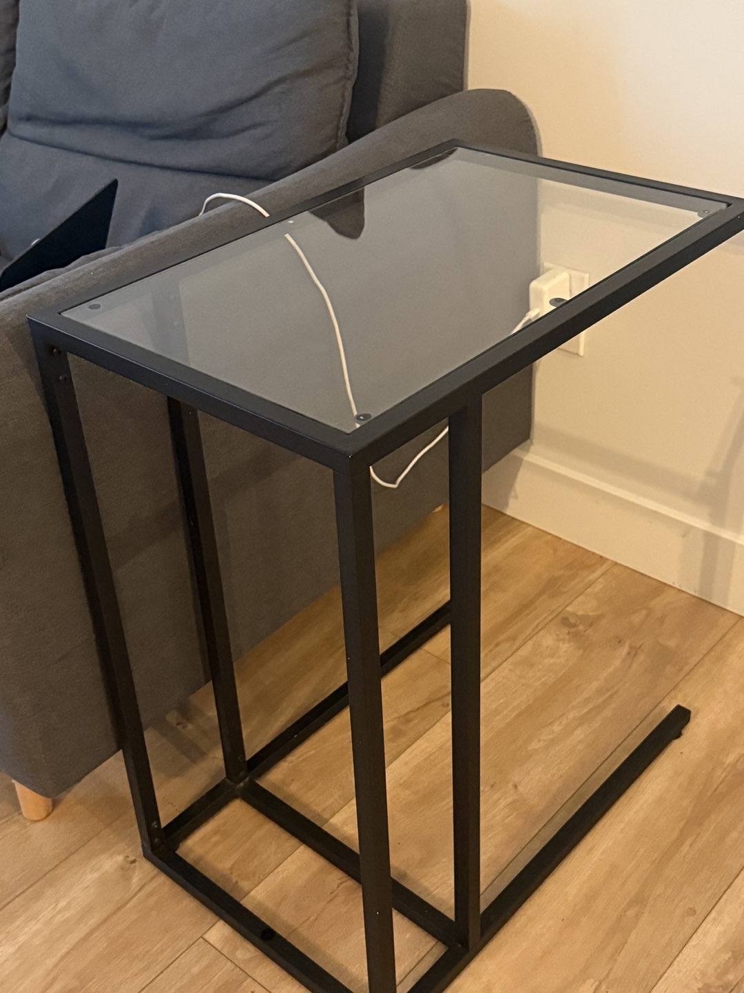 Black Metal and Glass Side Table - photo 3