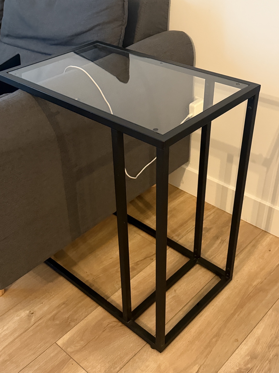 Black Metal and Glass Side Table