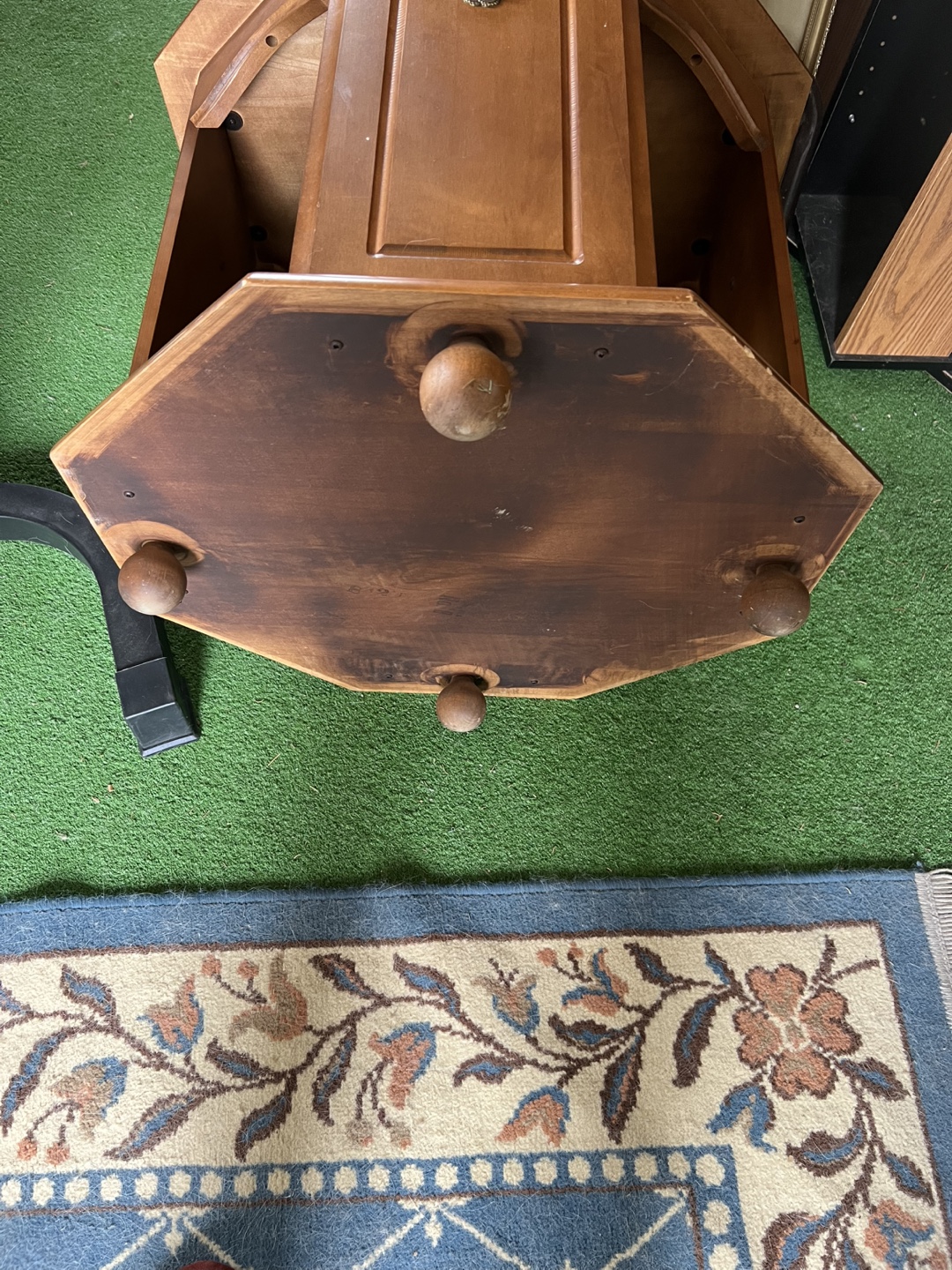 Octagonal Wooden Side Table with Storage - photo 2