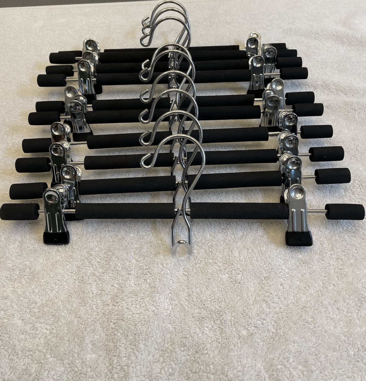 Ten Black Velvet Trouser Hangers with Clips - photo 2