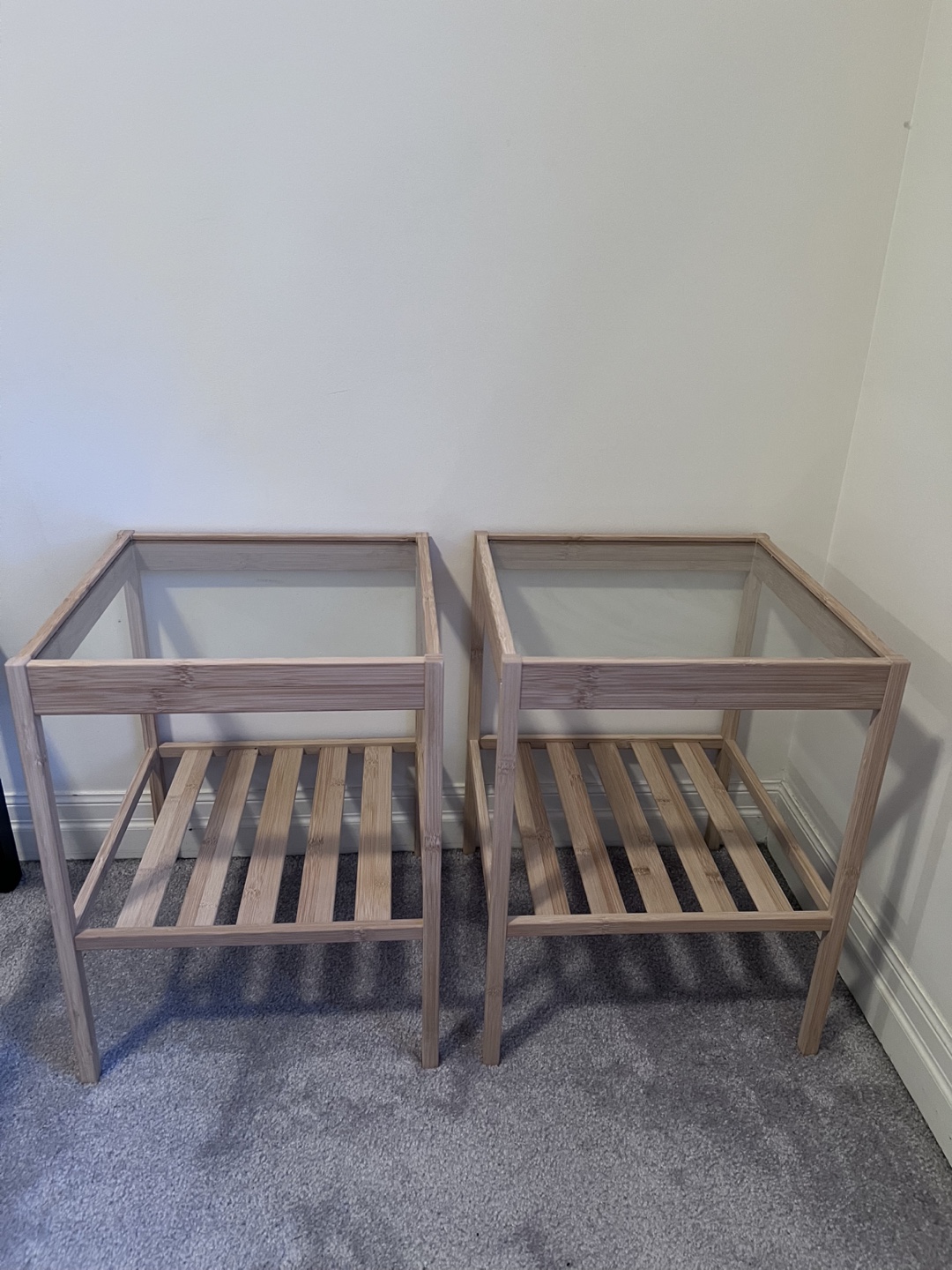 Pair of IKEA Nesting Tables with Glass Tops - photo 2