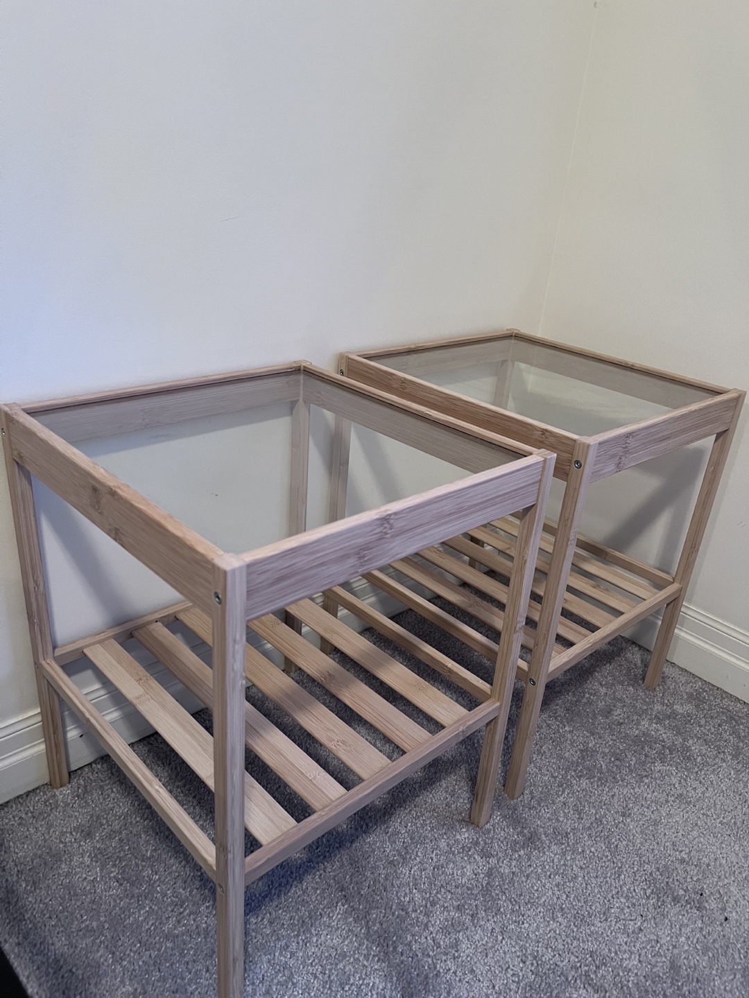 Pair of IKEA Nesting Tables with Glass Tops