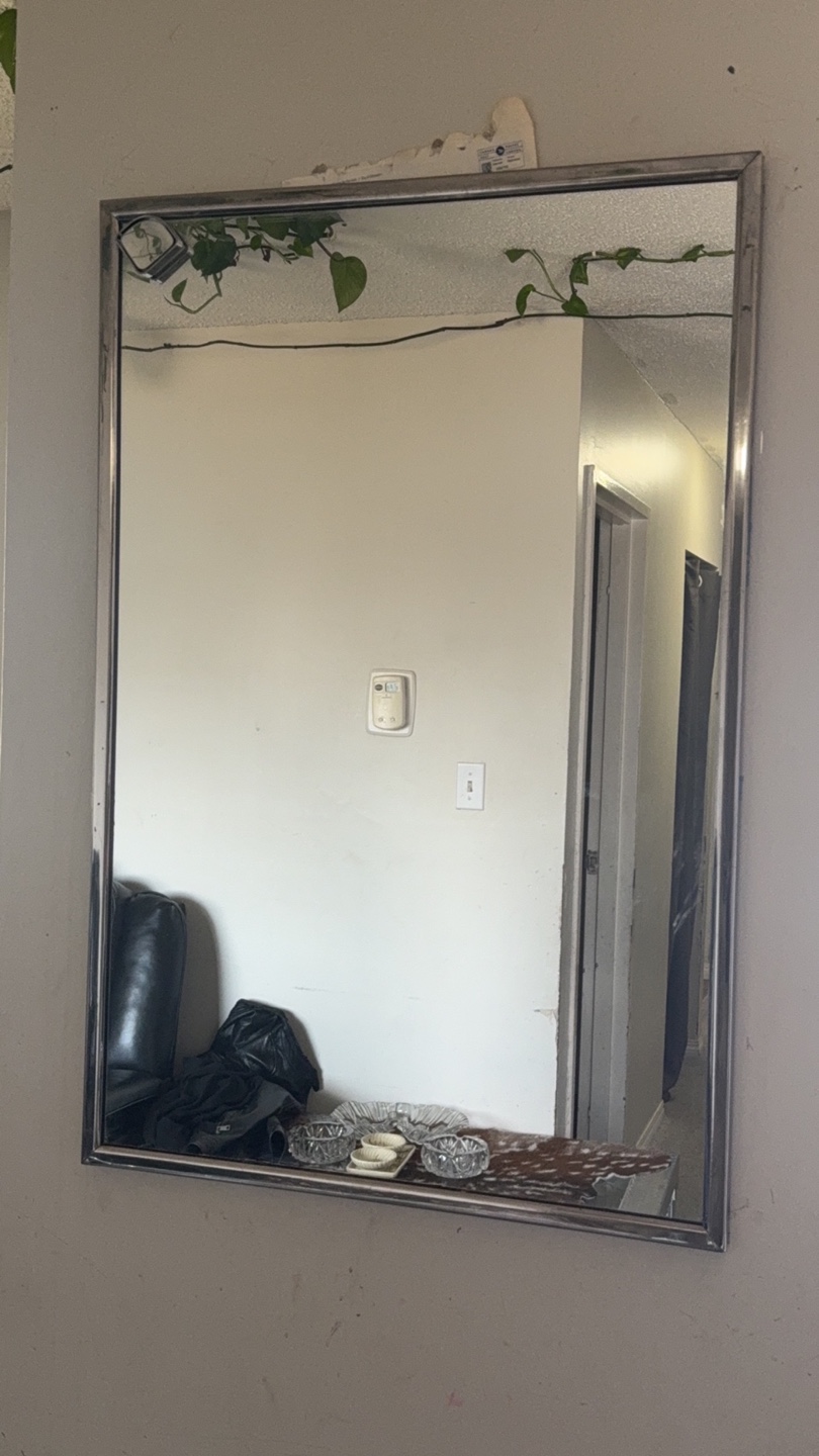 Vintage Rectangular Mirror with Silver Frame - photo 3