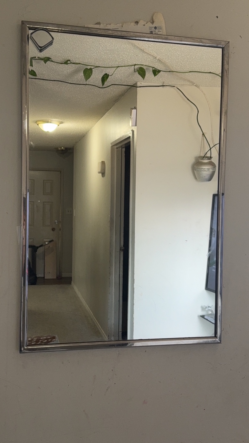 Vintage Rectangular Mirror with Silver Frame
