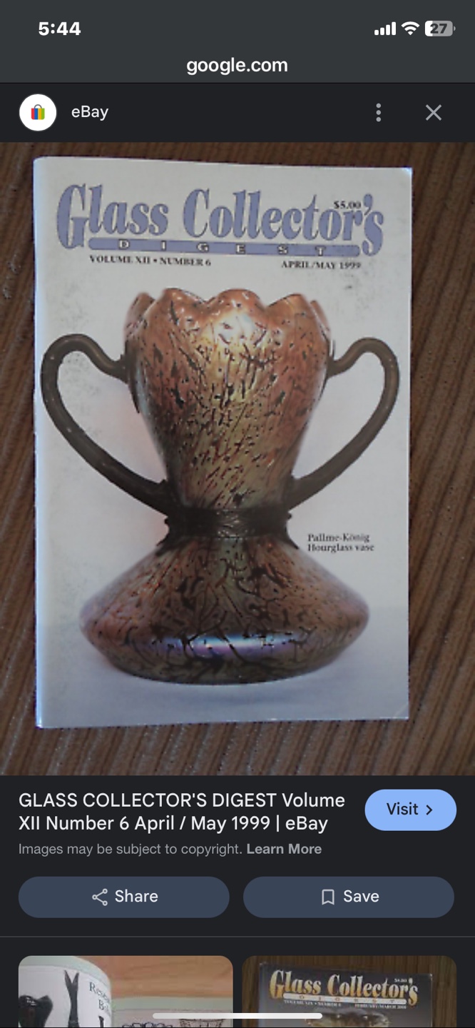 Vintage Art Glass Hand-Blown Vase with Metal Handles - photo 4