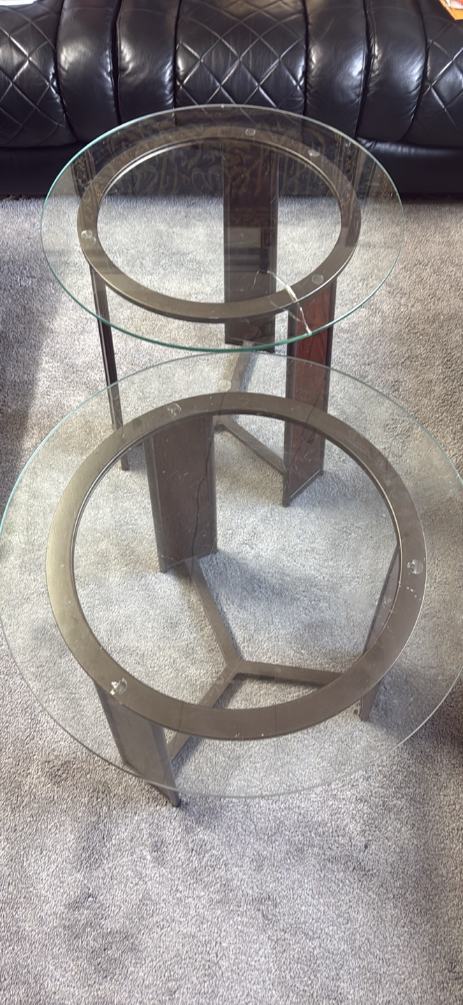 Set of Two Glass Top Coffee Tables - photo 3