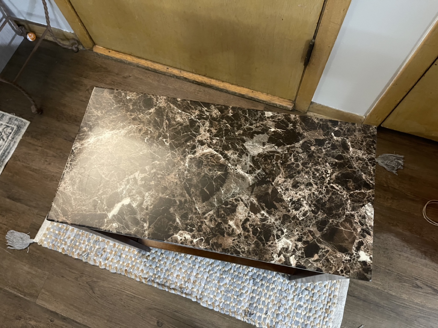 Brown Wooden End Table with Marble Top - photo 3