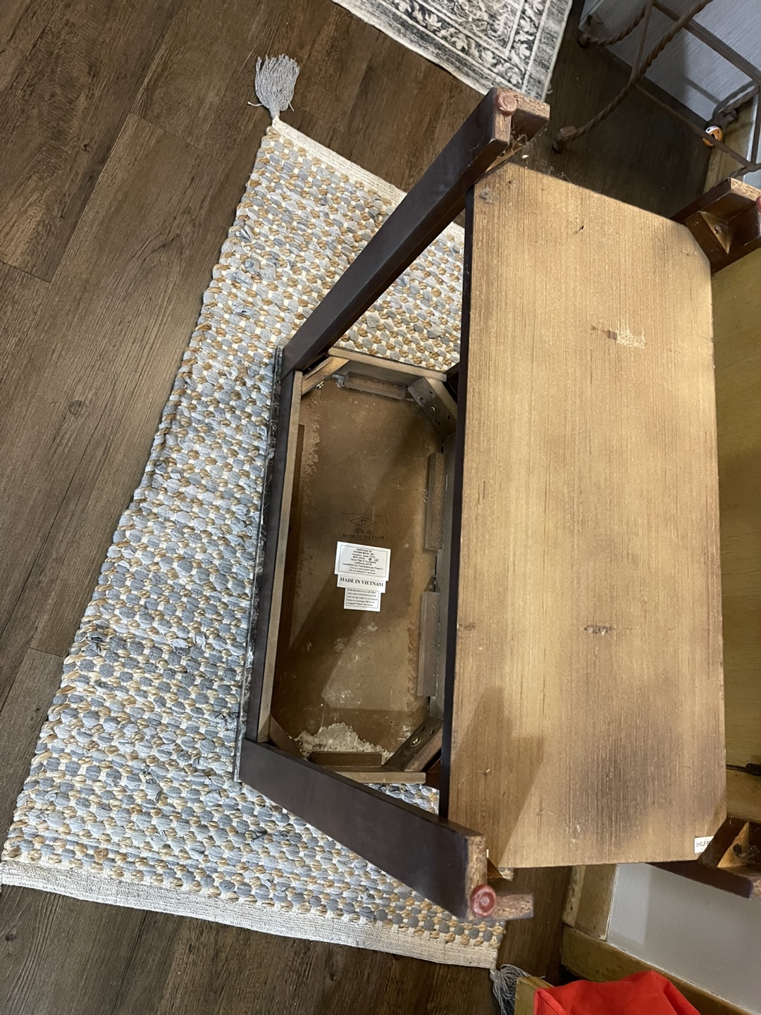 Brown Wooden End Table with Marble Top - photo 5