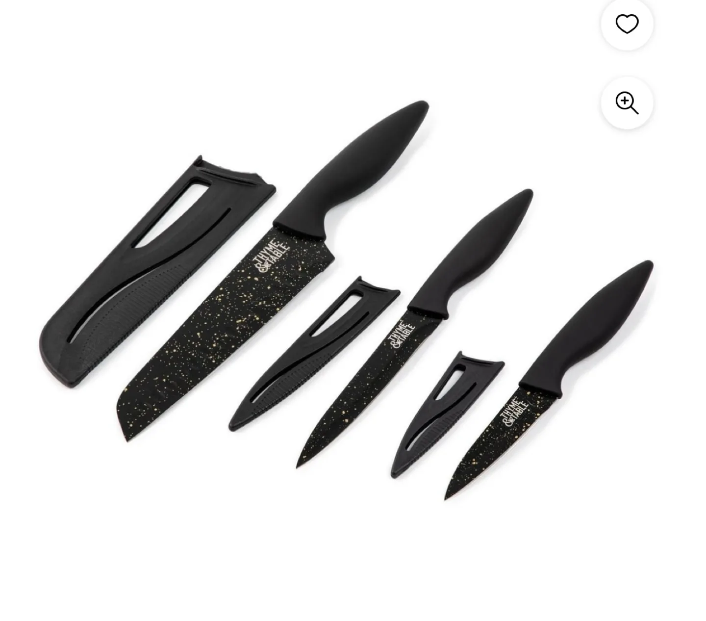 Thyme & Table 4-Piece Knife Set - Black with Gold Specks image indicator(2)