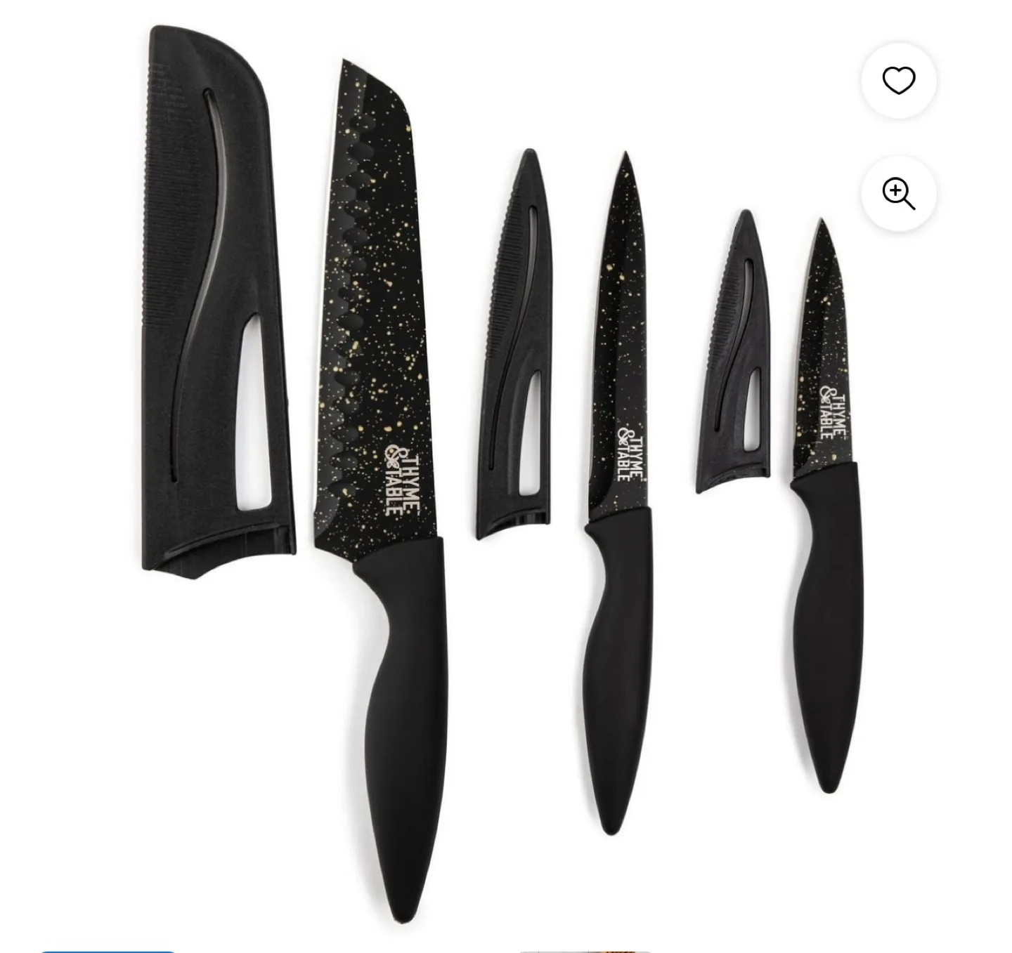 Thyme & Table 4-Piece Knife Set - Black with Gold Specks image indicator(3)