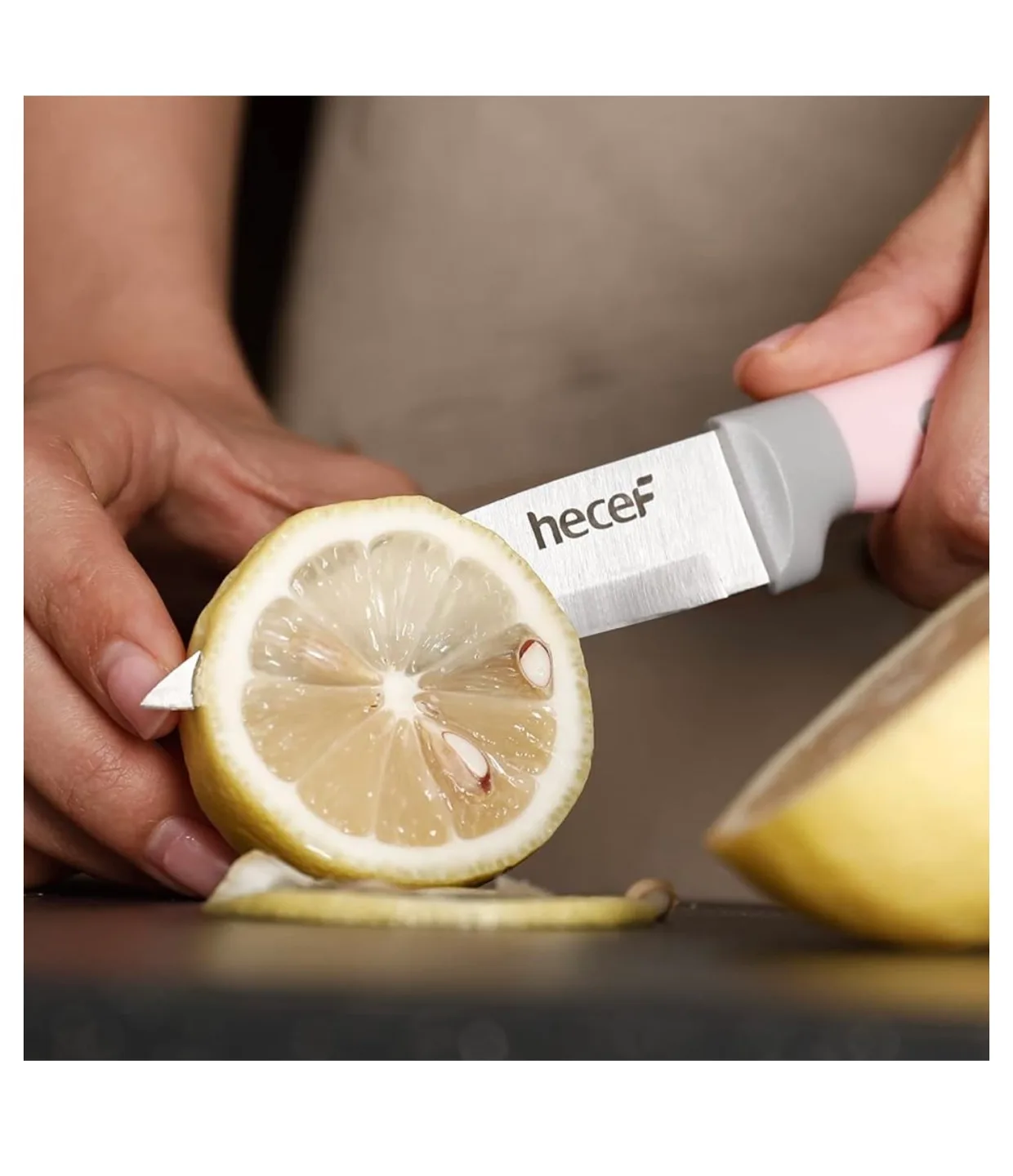 Hecef 14-Piece Kitchen Knife Set with Wooden Block image indicator(4)