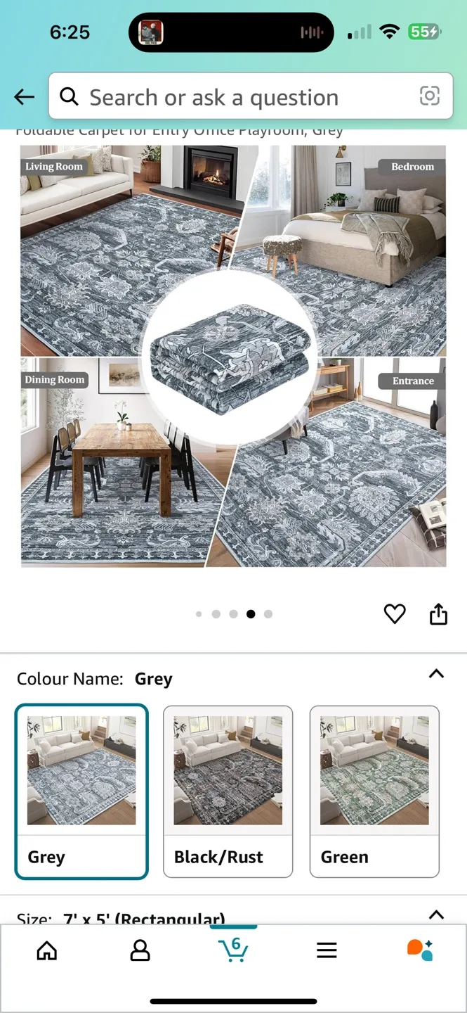 Grey Area Rug 7' x 5' image indicator(5)